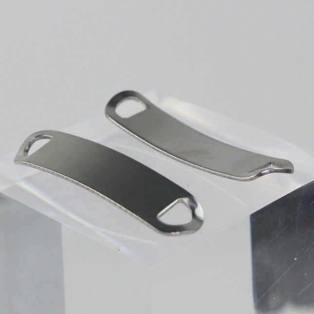 10pcs Stainless Steel Bracelet Tags Stamping Link Blanks - 3/8"x1-3/4" Sideways Curved Rectangle Blank Message Metal Bar