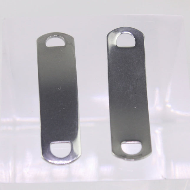12pcs Stainless Steel Bracelet Tags Stamping Link Blanks - 3/8"x1.5" Rectangle Blank Message Metal Bar Tag Charms