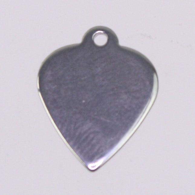 10 Stainless Steel Stamping Heart Tags Charms - Blank Stamping Metal Flat Discs Tags - w/ Jump Rings - 15x12mm 18gauge 18G (1.0mm Thickness)