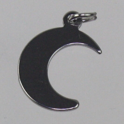 10 Stainless Steel Moon Tags Charms - Blank Stamping Metal Flat Discs Tags with Jump Rings - 16x12mm 18gauge 18G (1.0mm Thickness)