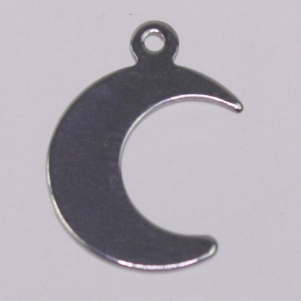 10 Stainless Steel Moon Tags Charms - Blank Stamping Metal Flat Discs Tags with Jump Rings - 16x12mm 18gauge 18G (1.0mm Thickness)