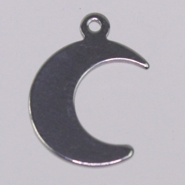 10 Stainless Steel Moon Tags Charms - Blank Stamping Metal Flat Discs Tags with Jump Rings - 16x12mm 18gauge 18G (1.0mm Thickness)