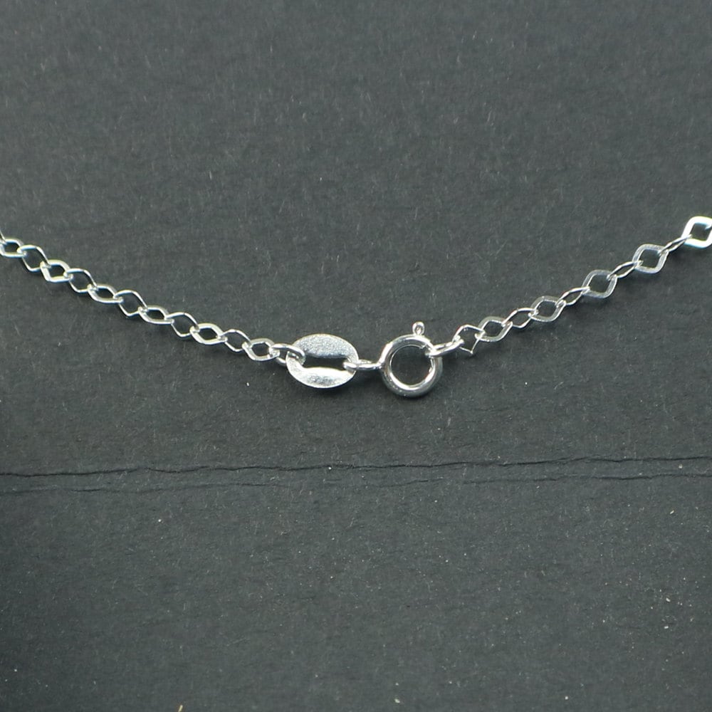 925 Sterling Silver Necklace Chain Bulk - 16 inch - Flat Diamond Link Necklace 925 Silver Cable Chain - Bulk Ready to Wear - made in ITALY