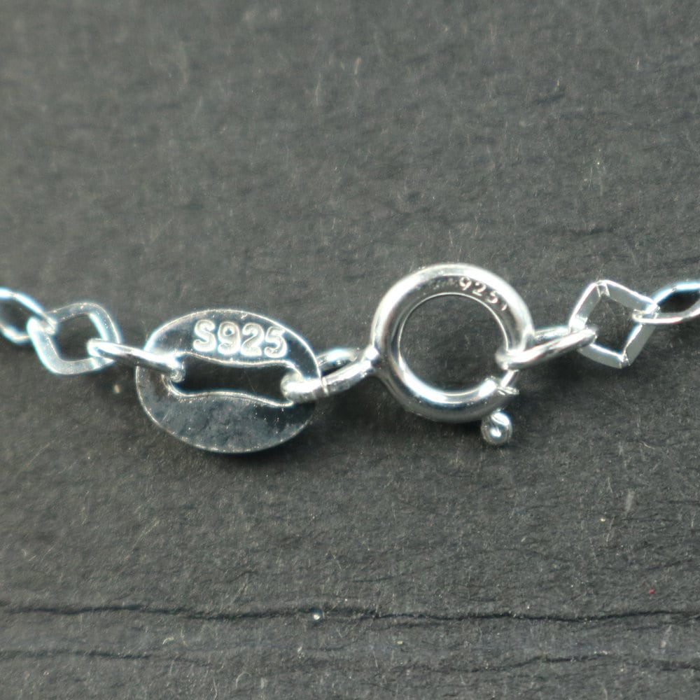 925 Sterling Silver Necklace Chain Bulk - 16 inch - Flat Diamond Link Necklace 925 Silver Cable Chain - Bulk Ready to Wear - made in ITALY