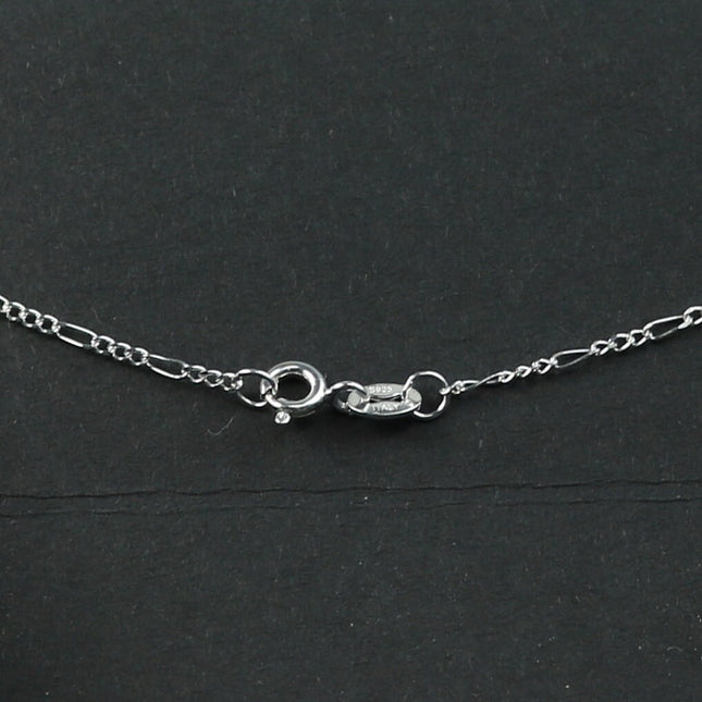 Sterling Silver Necklace Chain - 16 inch - Figaro Chain (3 and 1) Long and Short Silver  Necklace Chain -  Bulk  - made in Italy