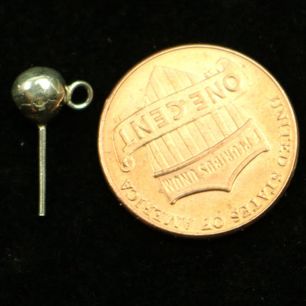 2 Sterling SILVER 5.3mm Ball Earring Post Earwires - 14.2mm Post Thickness 21Gauge 0.7mm - with Silicon Earring Back - ss747