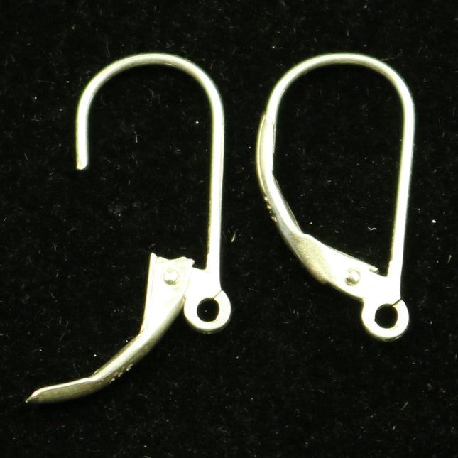10 Sterling SILVER Leverback Ear Wires Earrings Earwires - 9x17mm 20Gauge 0.8mm Wire - 5 Pair Fish hook ear wire - ss745