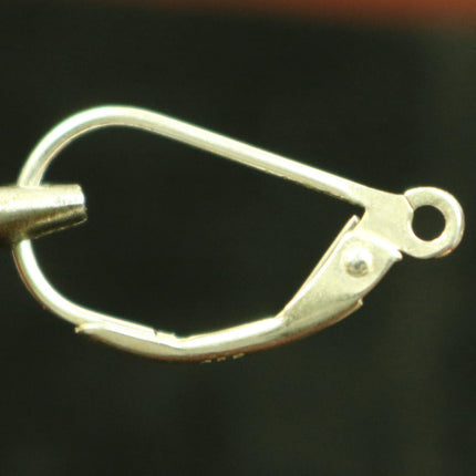10 Sterling SILVER Leverback Ear Wires Earrings Earwires - 9x17mm 20Gauge 0.8mm Wire - 5 Pair Fish hook ear wire - ss745