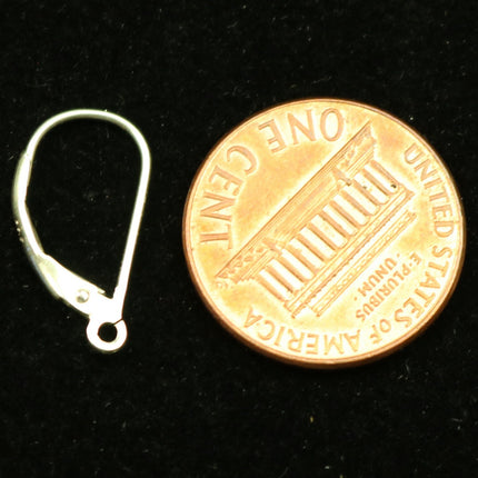 10 Sterling SILVER Leverback Ear Wires Earrings Earwires - 9x17mm 20Gauge 0.8mm Wire - 5 Pair Fish hook ear wire - ss745