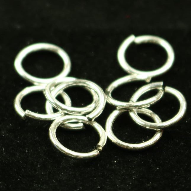 10 Silver Open Jump Rings - 8mm 18Gauge 18G 1.0mm - Sterling Silver Open Jumprings