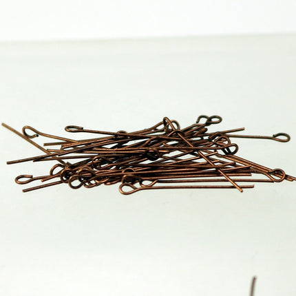 Bulk/FingerPick 300 Pcs Antiqued Copper Eyepins Eye Pins Headpins - 1 inch (25mm) 22 Gauge 22G - 9PIN-22G-25