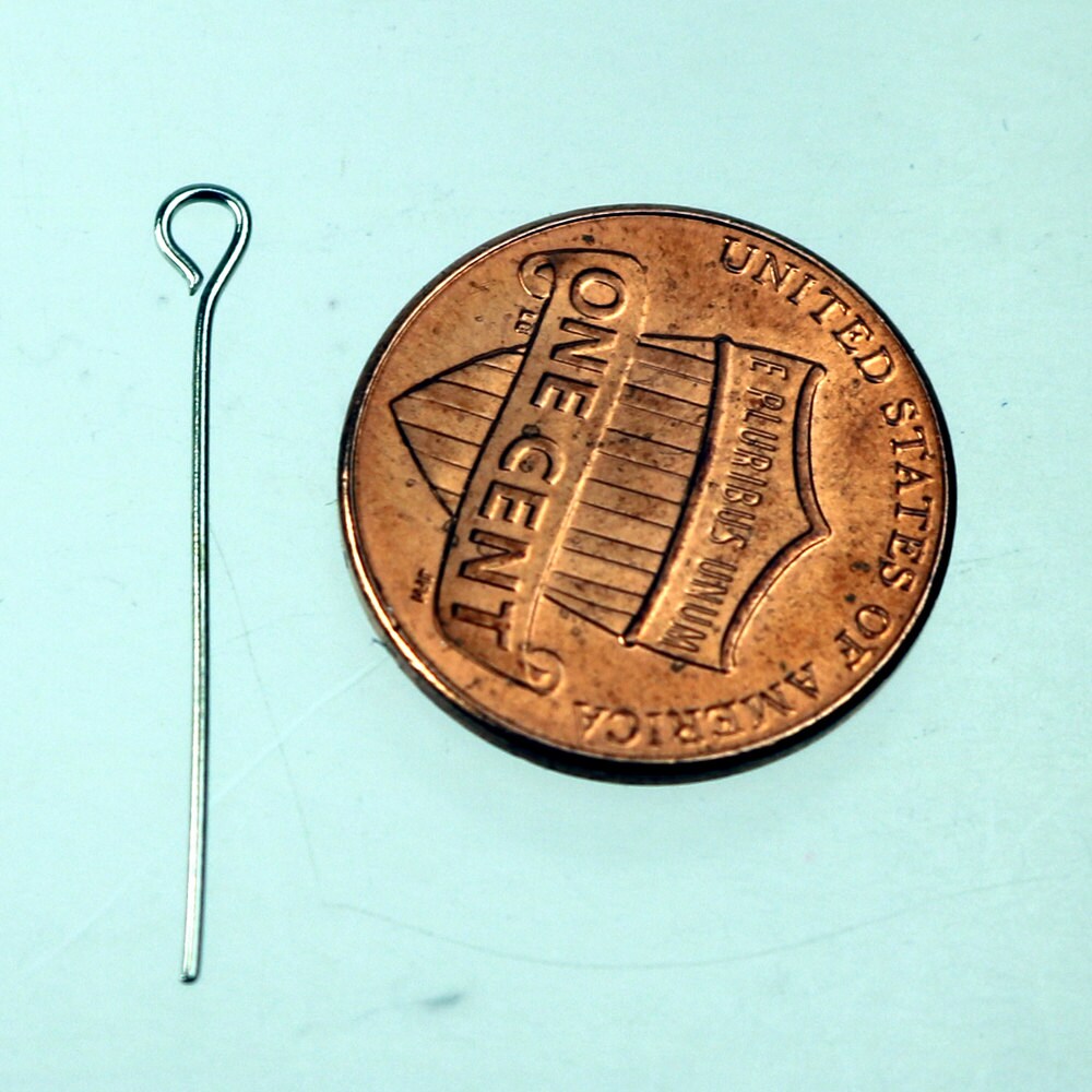 Bulk/FingerPick 300 Pcs Rhodium Eyepins Eye Pins Headpins - 1 inch (25mm) 22 Gauge 22G - 9PIN-22G-25