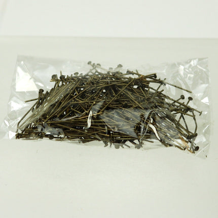 Bulk/FingerPick 300 Antique Bronze Headpin - one Inch 22 Gauge 22G Large Head - Flat Round Head Headpin Head pins TPin - TPIN-22G-50