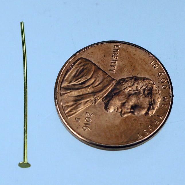 300 Gold plated Flat headpins - one inch 22Gauge 22G 0.6mm - Gold Head Pins T pins Tpins