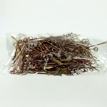 Bulk/FingerPick 300 Pcs Antiqued Copper Eyepins Eye Pins Headpins - 1 inch (25mm) 22 Gauge 22G - 9PIN-22G-25