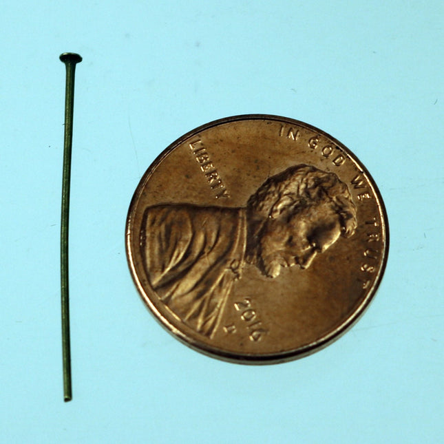 Bulk/FingerPick 300 Antique Bronze Headpin - one Inch 22 Gauge 22G Large Head - Flat Round Head Headpin Head pins TPin - TPIN-22G-50