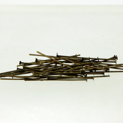 Bulk/FingerPick 300 Antique Bronze Headpin - one Inch 22 Gauge 22G Large Head - Flat Round Head Headpin Head pins TPin - TPIN-22G-50