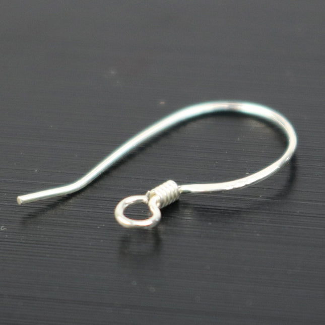 10 Sterling SILVER Ear Wires French Spring Hook Earrings Earwires - 14x16mm 22Gauge 0.6mm Wire - 5 Pair Fish hook ear wire - ss787