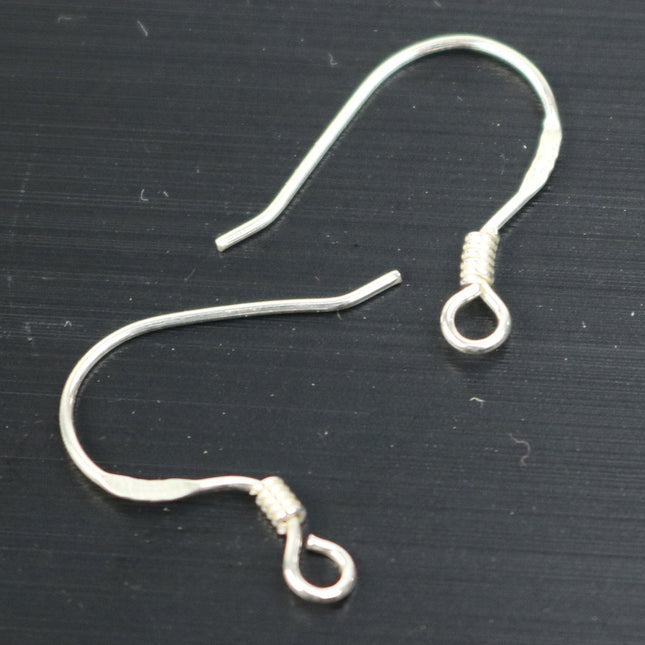 10 Sterling SILVER Ear Wires French Spring Hook Earrings Earwires - 13x16mm 22Gauge 0.6mm Wire - 5 Pair Fish hook ear wire - ss788