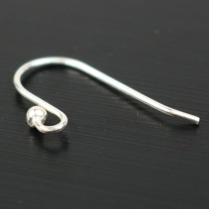 10 Sterling SILVER Ear Wires Earrings hooks Earwires with Ball - 20x13mm 21Gauge 0.7mm Wire - 5 Pair Fish hook ear wire - ss792