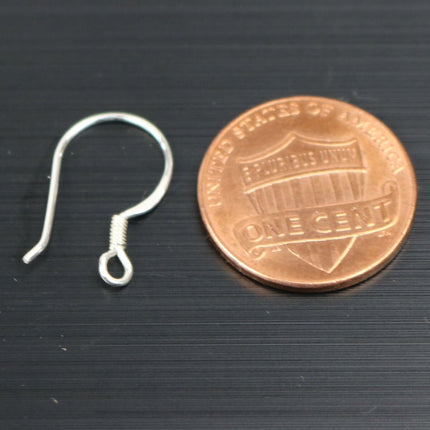 10 Sterling SILVER Ear Wires French Spring Hook Earrings Earwires - 14x18mm 21Gauge 0.7mm Wire - 5 Pair Fish hook ear wire - ss794
