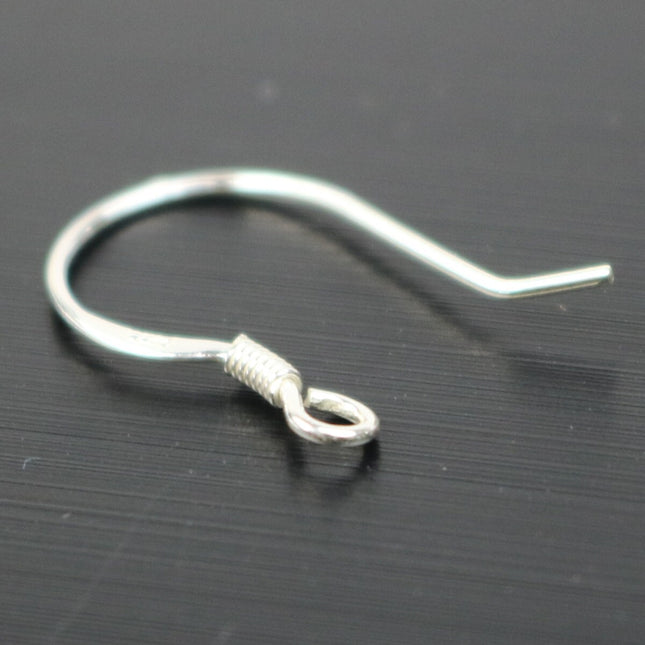 10 Sterling SILVER Ear Wires French Spring Hook Earrings Earwires - 14x18mm 21Gauge 0.7mm Wire - 5 Pair Fish hook ear wire - ss794