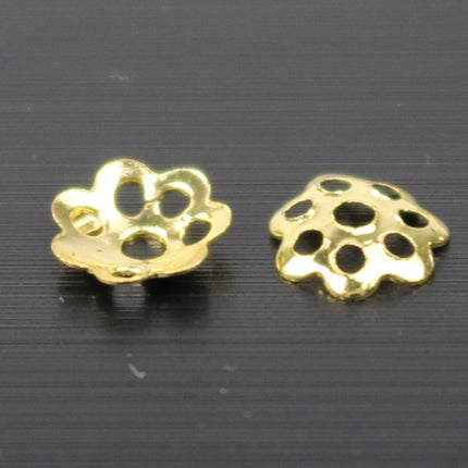 300 pcs Gold Plated Bead Caps - 6mm