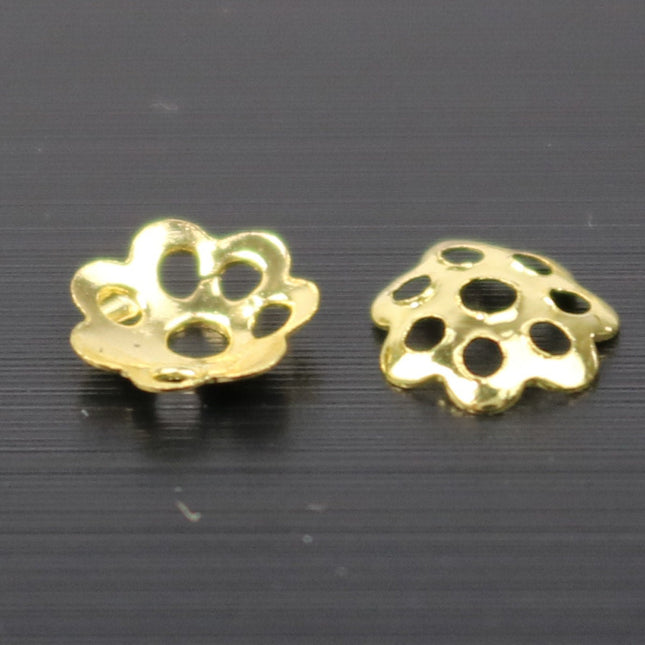 300 pcs Gold Plated Bead Caps - 6mm