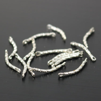 100 pcs Rhodium Bar Connector - 16x1.2mm Rhodium Plated Texture Curb Bar Links Connectors