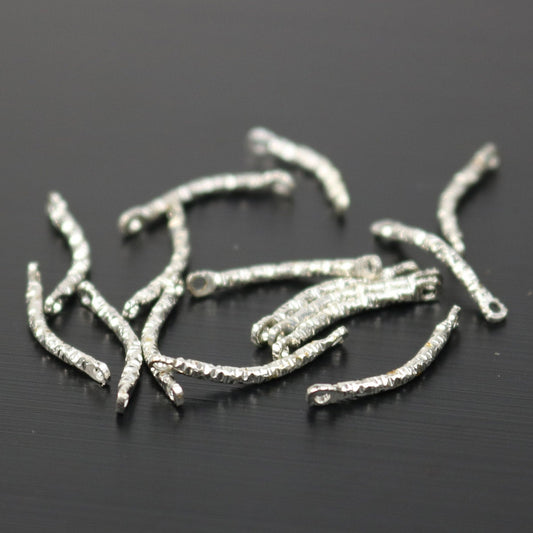 100 pcs Rhodium Bar Connector - 16x1.2mm Rhodium Plated Texture Curb Bar Links Connectors - USA Seller