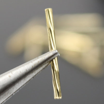 50 pcs Gold Plated Twisted Tube Spacer Beads Findings - 18x1.5mm