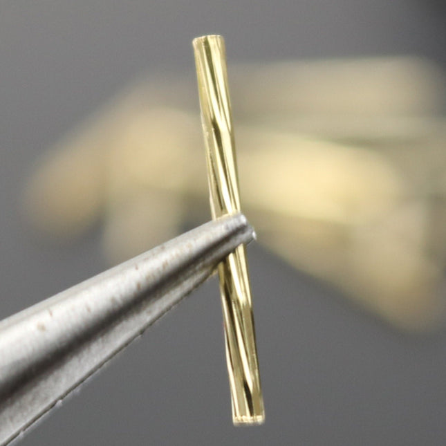 50 pcs Gold Plated Twisted Tube Spacer Beads Findings - 18x1.5mm