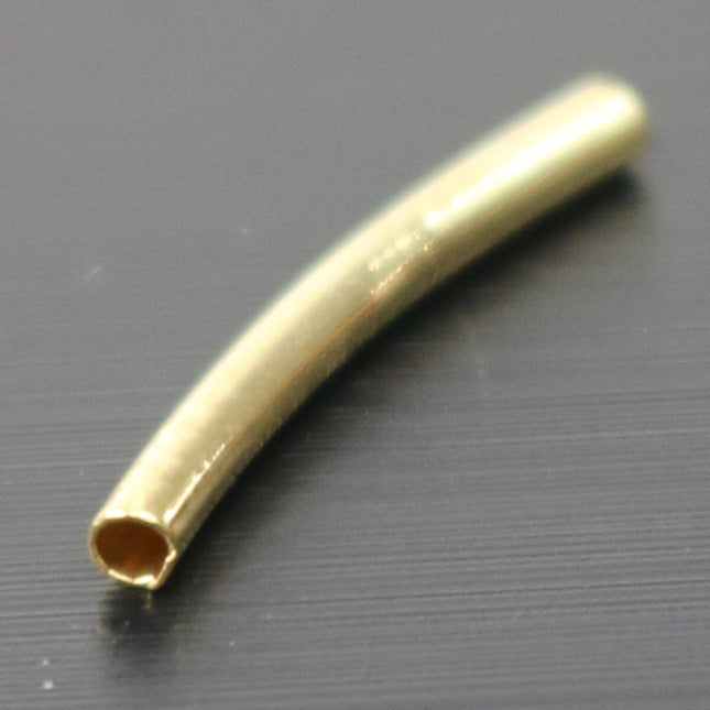 100 pcs Gold Plated Curved Tube Spacer Beads Findings - 16x1.5mm