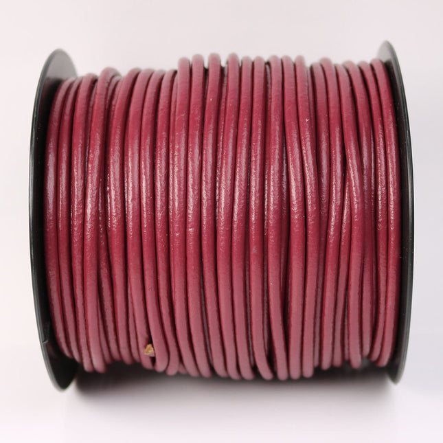 5 feet Fuchsia Pink Leather Cord - 3mm Genuine Leather Round Cord