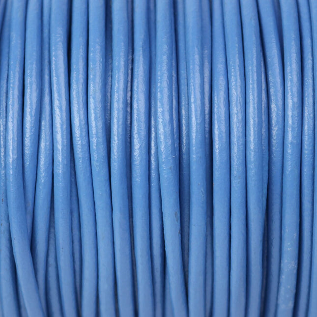 5 feet Blue Leather Cord - 3mm Genuine Leather Round Cord - USA Seller