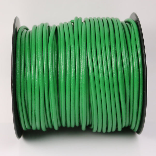 5 feet Light Green Leather Cord - 3mm Genuine Leather Round Cord