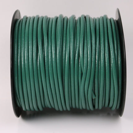 5 feet Green Leather Cord - 3mm Genuine Leather Round Cord