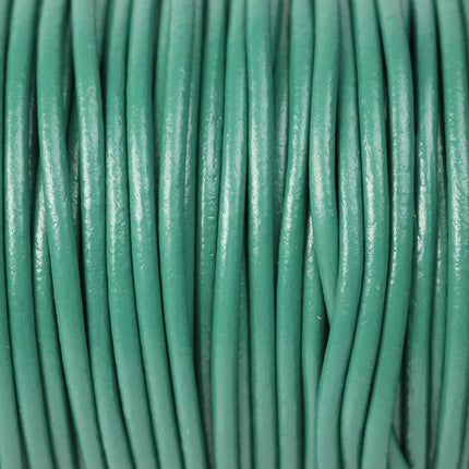 5 feet Green Leather Cord - 3mm Genuine Leather Round Cord