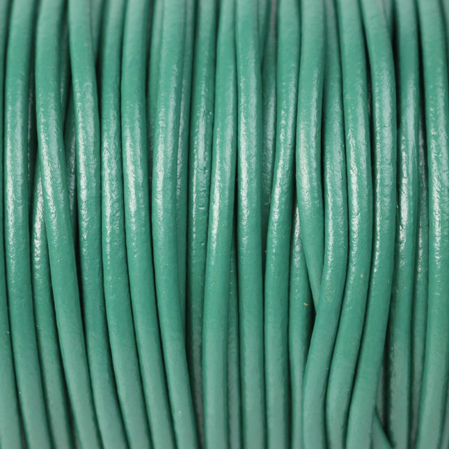 5 feet Green Leather Cord - 3mm Genuine Leather Round Cord - USA Seller