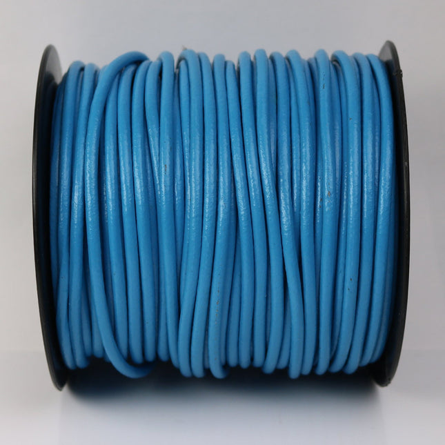 5 feet Light Blue Leather Cord - 3mm Genuine Leather Round Cord