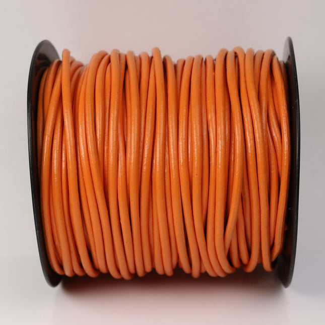 5 feet Orange Leather Cord - 3mm Genuine Leather Round Cord