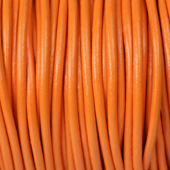 5 feet Orange Leather Cord - 3mm Genuine Leather Round Cord