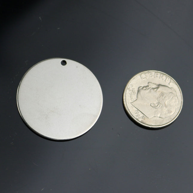 10 pcs of 1" Stainless Steel Stamping Blanks - 1 inch 25 mm 18 gauge 1.0mm thickness - Blank Stamping Metal Flat Discs Tags