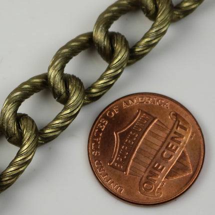 5 ft Aluminum Chain Chunky Texture Curb Chain - Antique Brass Finished  - 16x12mm 2.6mm thickness Unsoldered Link - A047