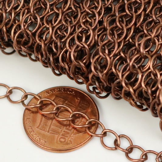 32 ft Antique Copper Solder Curb Chain LARGE EXTENDER Extension Chain - 5.9x4.6mm - 5946CU