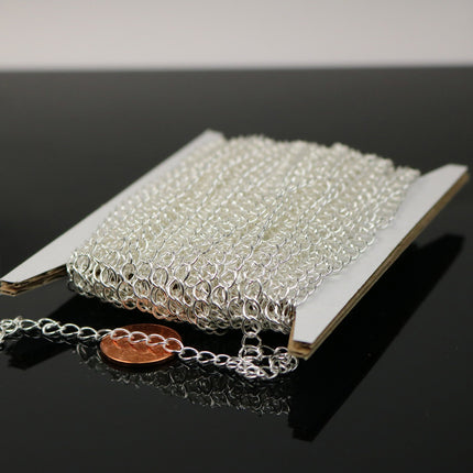 10 ft Sterling Silver Plated Solder Curb Chain LARGE EXTENDER Chain - 5.9x4.6mm - 5946CU