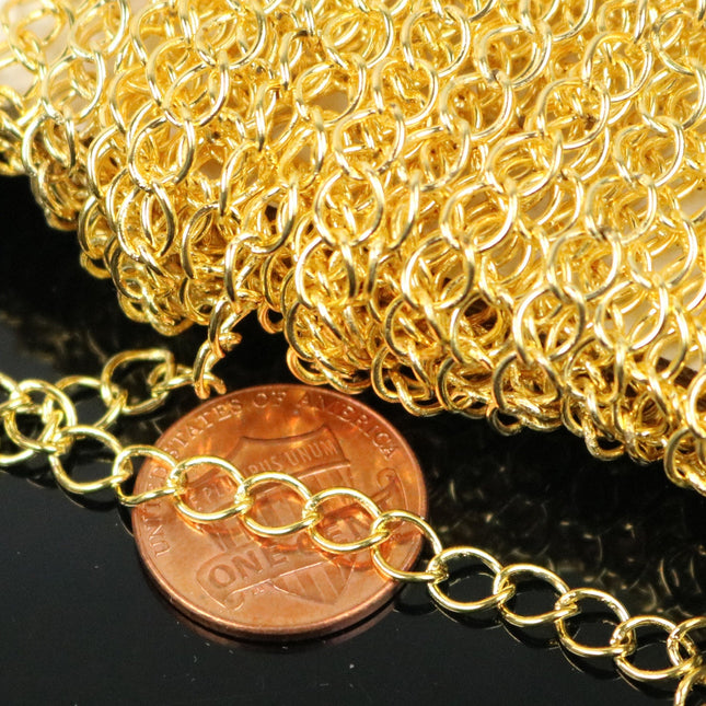 32 ft Gold Plated Solder Curb Chain LARGE EXTENDER Chain - 5.9x4.6mm - 5946CU