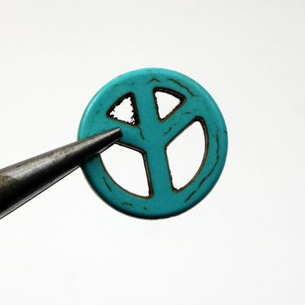 20pcs Howlite Turquoise LARGE Peace Sign Beads - 20mm 4mm thickness