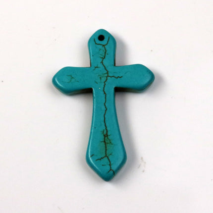 5 pcs Cross Pendant - Howlite Turquoise CROSS Pendant - 44x29mm 13/4x1.15inch 5mm thickness
