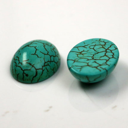 5 Sets 13x18mm Howlite Turquoise Oval Cabochon with Matching Antique Brass Bezel Pendant - 13x18mm 6mm thickness